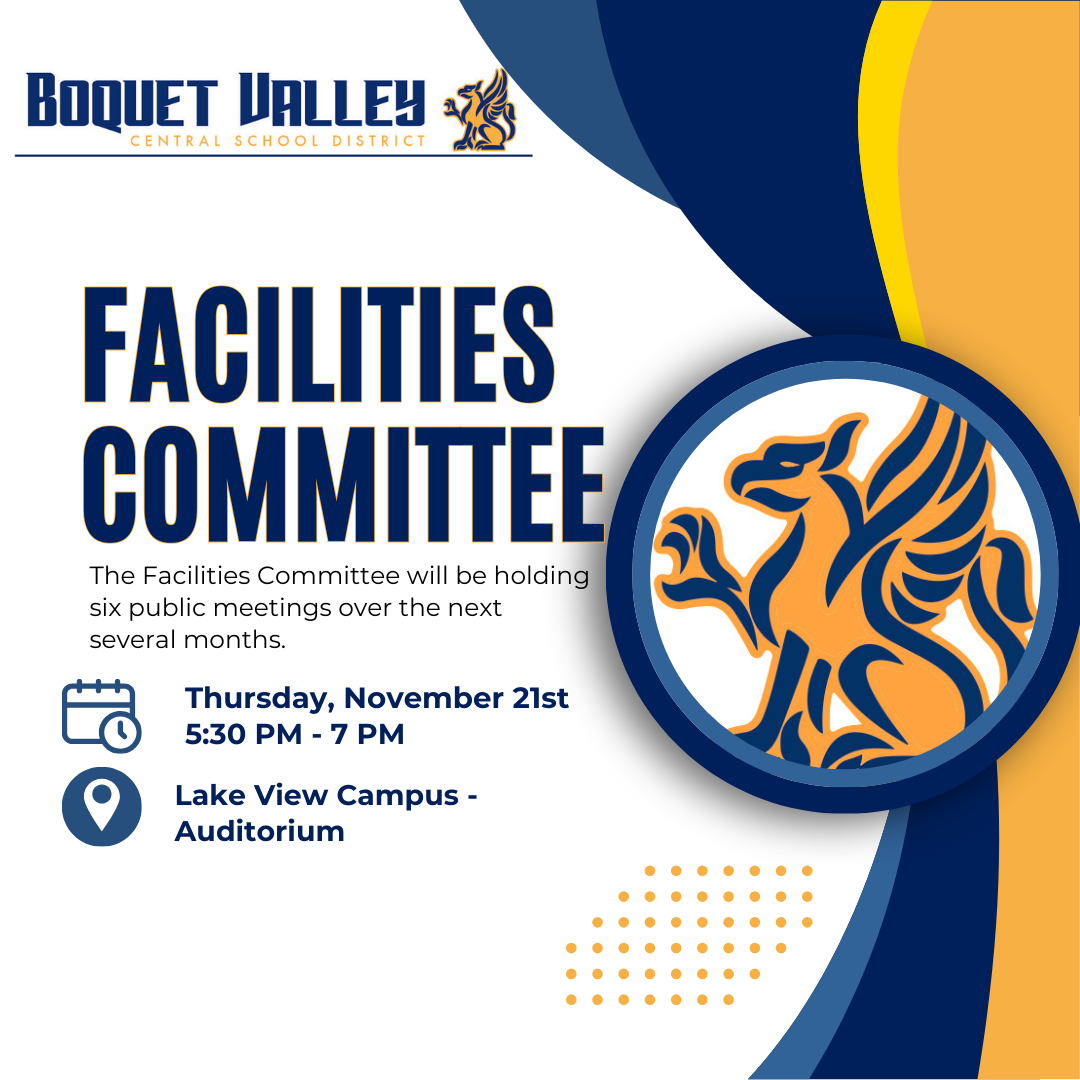 Facilities Committee meeting Thursday, Nov. 21, 5:30 to 7 p.m. at the Lake View Campus Auditorium. 